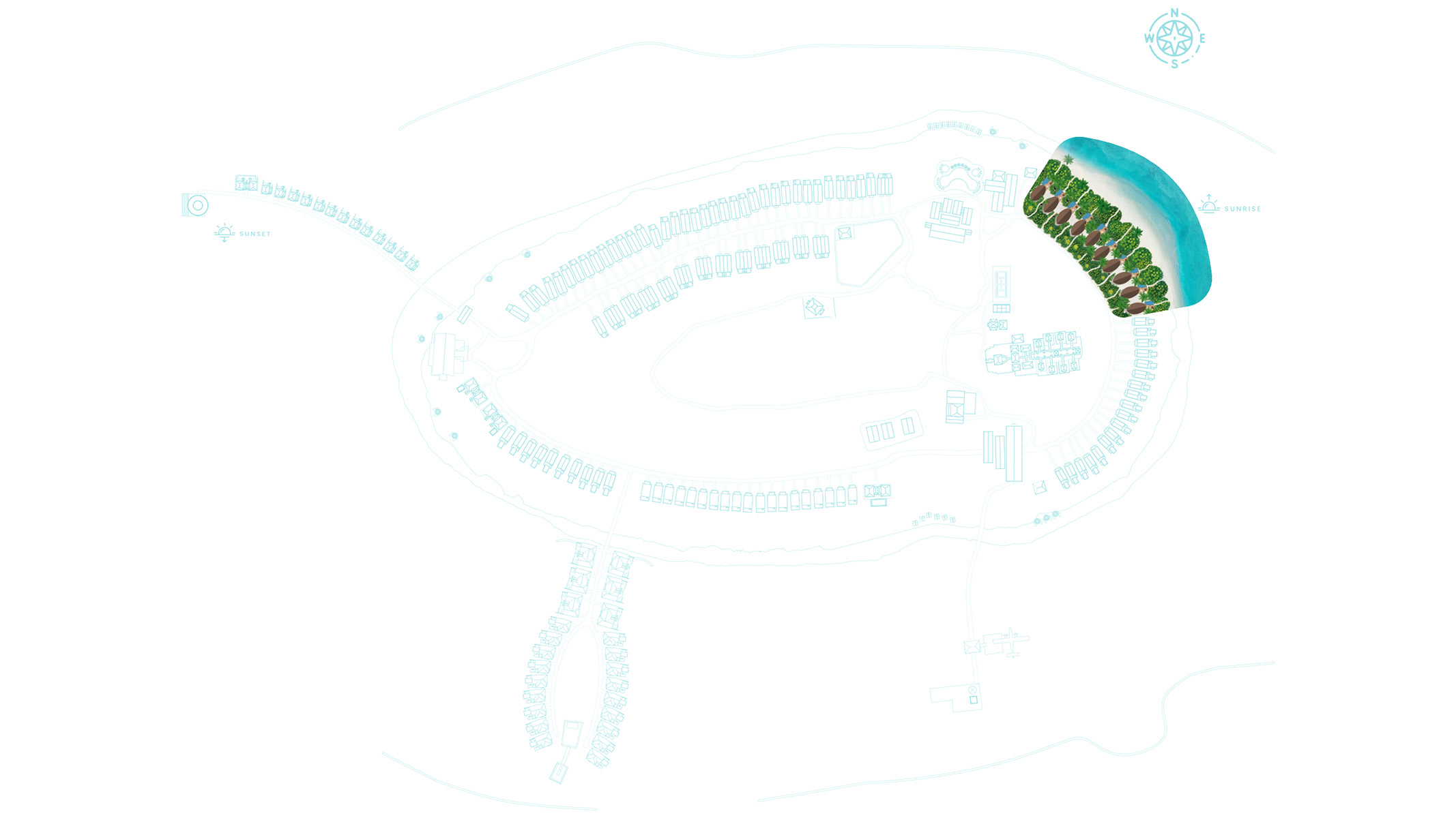 Aerial view of Beach Pool Villa with jacuzzi location map at Furaveri Maldives